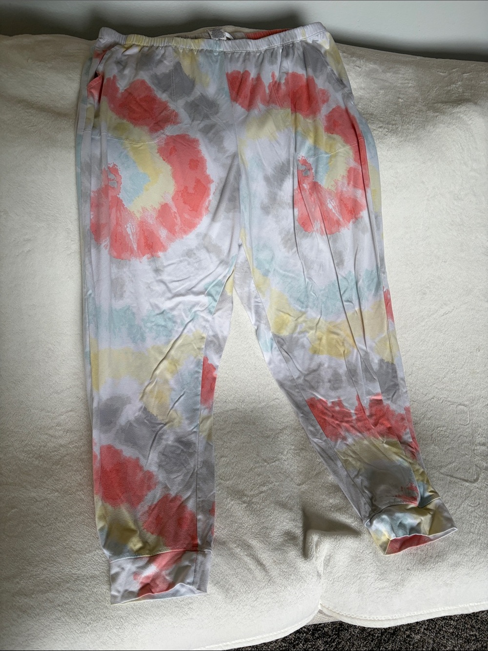 Tie-Dye Jogger Pants - Coral, Yellow & Gray